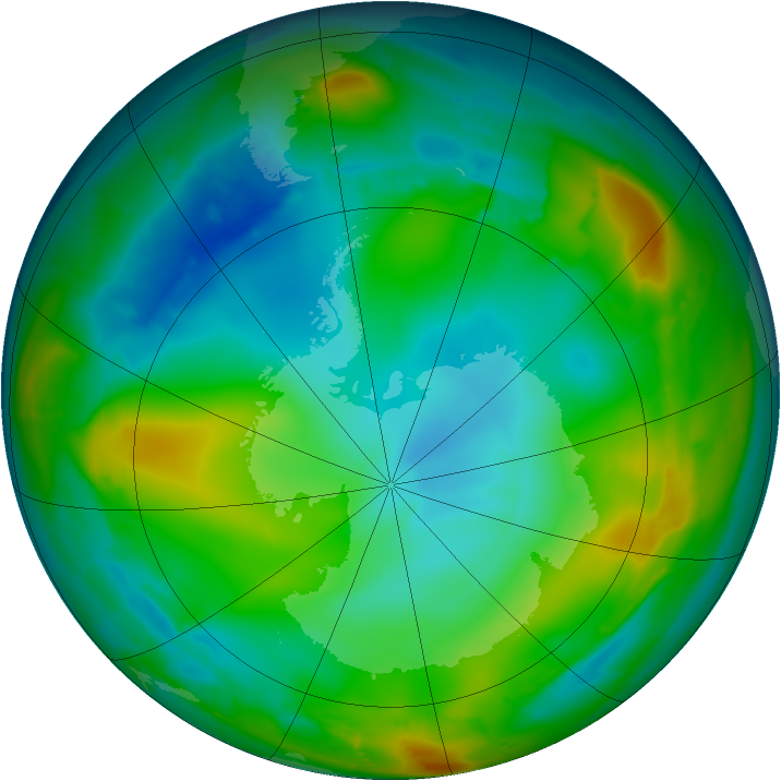 Antarctic ozone map for 12 July 2010